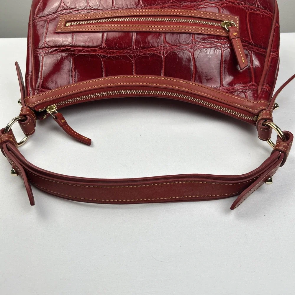 Dooney & Bourke Bag Collins Red Hobo Croc Embossed Leather 1C790 RD Purse